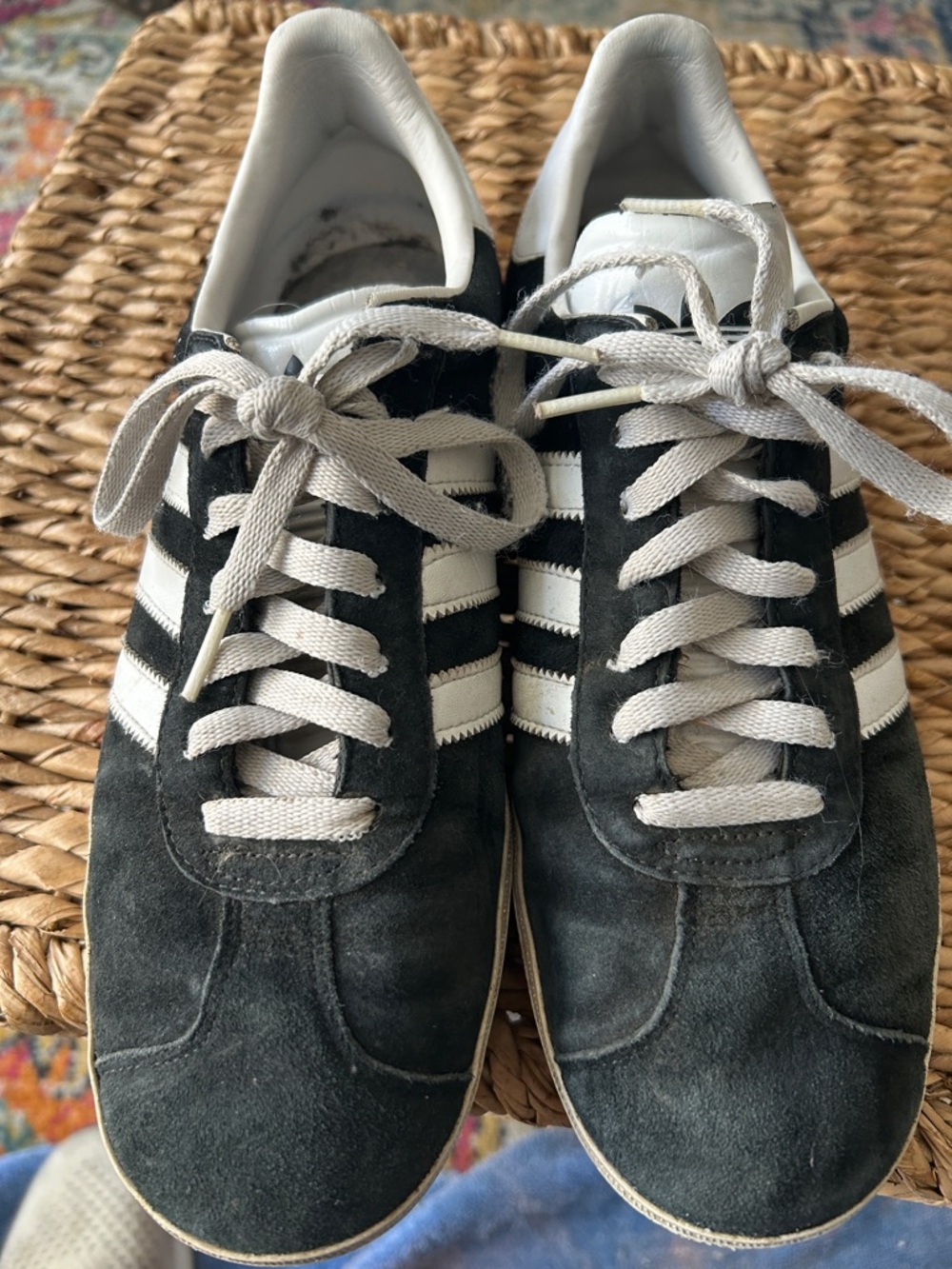 adidas Originals Black Gazelle Suede Sneakers with White Stripes